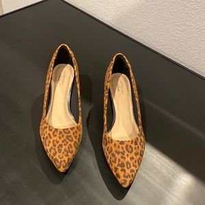 Leopard print leather Swede pumps - never worn.